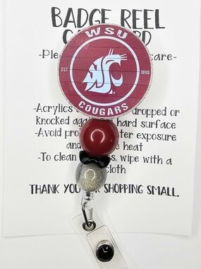 WSU Cougars Badge Reel - Crimson and Silver